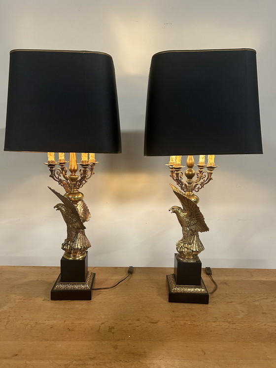 Image 1 of 2 Vintage Hollywood Regency Eagle Table Lamps From Deknudt