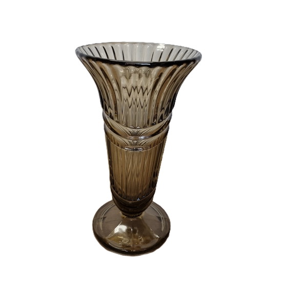 Image 1 of Art Deco Design Smoked Glass Vase Early 20th Century