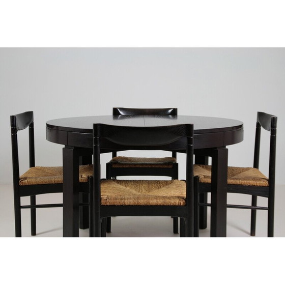 Image 1 of Vintage dining set in black lacquer, Italy 1970