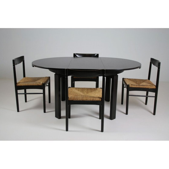 Image 1 of Vintage dining set in black lacquer, Italy 1970