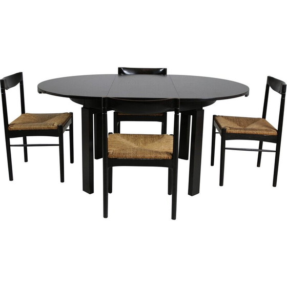 Image 1 of Vintage dining set in black lacquer, Italy 1970