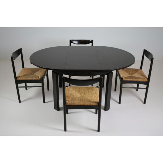 Image 1 of Vintage dining set in black lacquer, Italy 1970