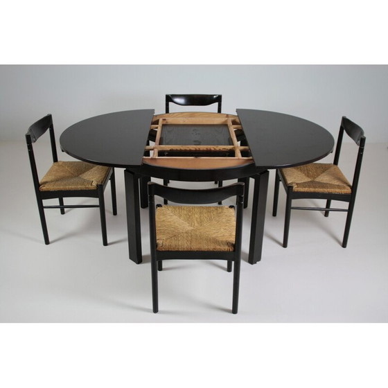 Image 1 of Vintage dining set in black lacquer, Italy 1970