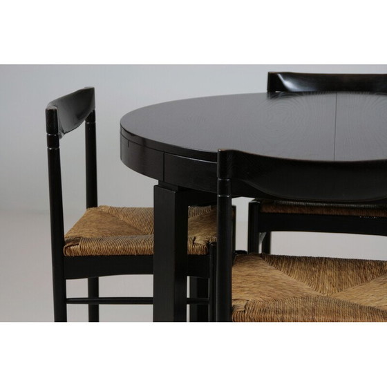 Image 1 of Vintage dining set in black lacquer, Italy 1970