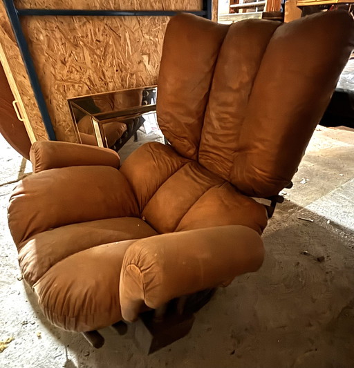 Leather And Elm Lounge Chair “Koala” By Blaha, Netherlands 1960’S