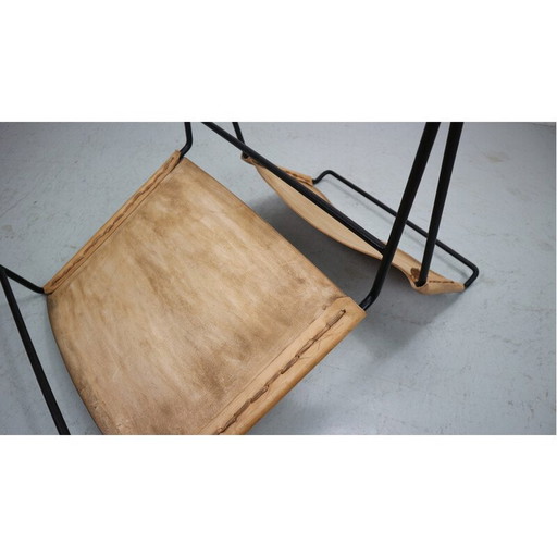 Vintage lacquered metal chair by A. Dolleman for Metz et Co, Netherlands 1950