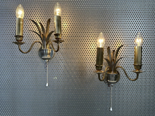 2x palm sconces - Hollywood Regency