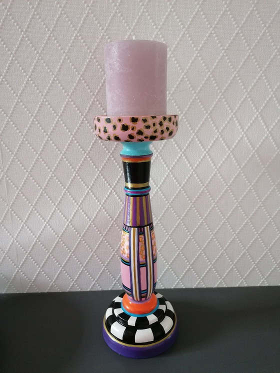 Image 1 of Hand-painted Candlestick, Artist Evalien Ritmeester