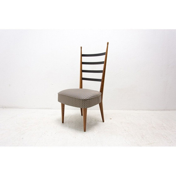 Image 1 of Set of 4 vintage beech wood and fabric dining chairs by Josef Pehr, Czechoslovakia 1940s