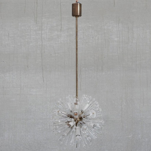 Austrian mid-century glass and brass pendant lamp by Emil Stejnar for Rupert Nikoll, 1950s