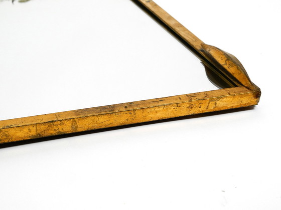 Image 1 of Hermoso conjunto de espejo de pared de hierro con diseño floral y estante a juego, chapado en oro, de Banci Firenze, Italia.