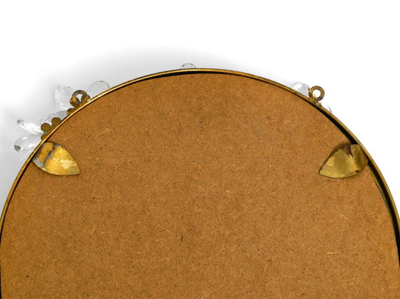 Image 1 of Hermoso conjunto de espejo de pared de hierro con diseño floral y estante a juego, chapado en oro, de Banci Firenze, Italia.