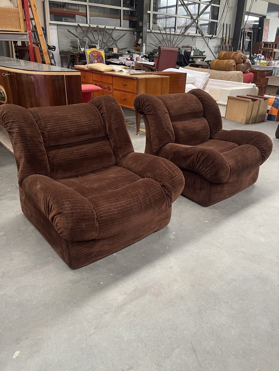 Image 1 of Sillones de diseño italiano en terciopelo marrón de Mimo Padova