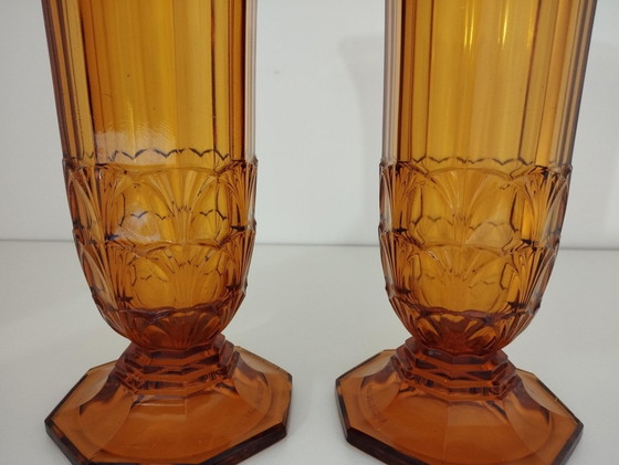 Image 1 of Pair Of Vases From The Val-Saint-Lambert Crystal Works