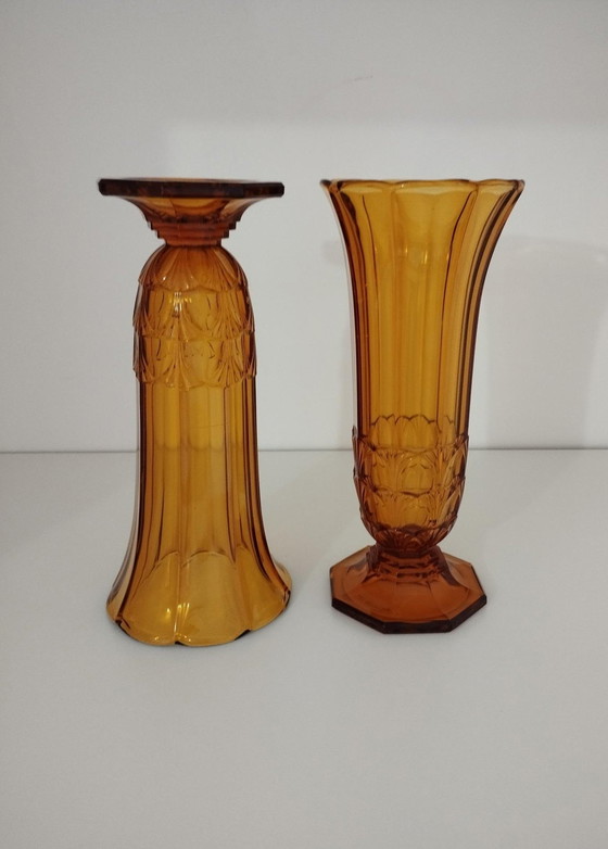 Image 1 of Pair Of Vases From The Val-Saint-Lambert Crystal Works