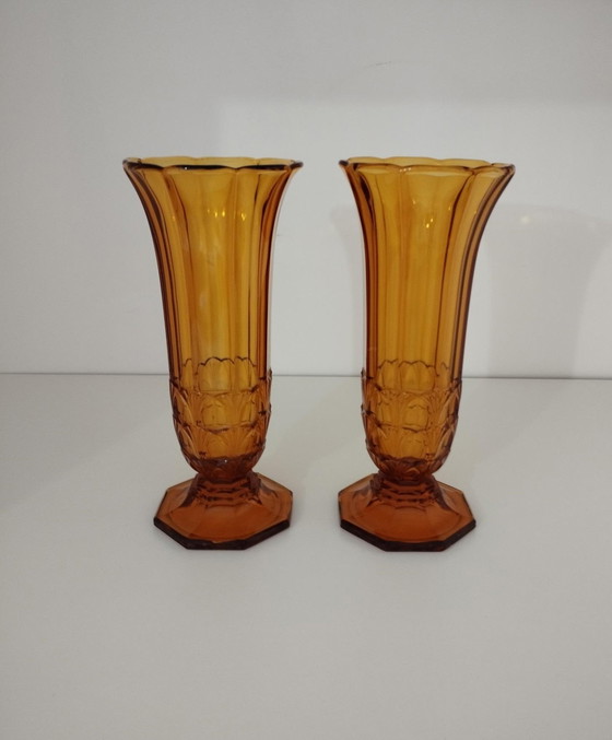 Image 1 of Pair Of Vases From The Val-Saint-Lambert Crystal Works