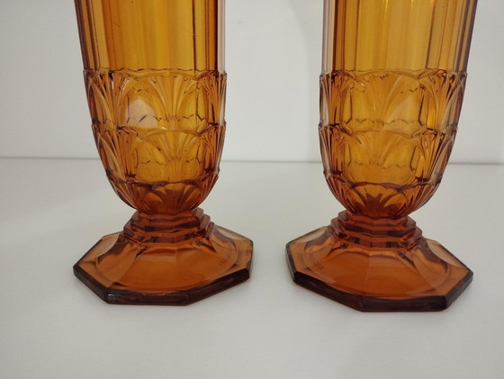 Image 1 of Pair Of Vases From The Val-Saint-Lambert Crystal Works