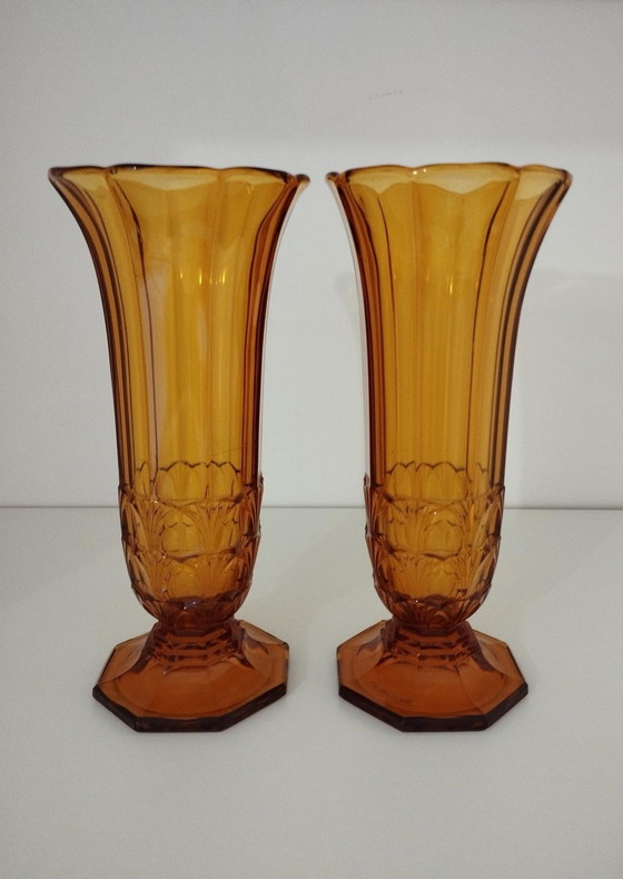 Image 1 of Pair Of Vases From The Val-Saint-Lambert Crystal Works