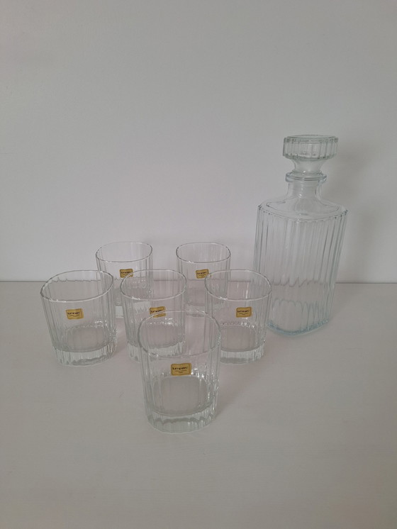 Image 1 of Vasos de whisky acanalados y decantador