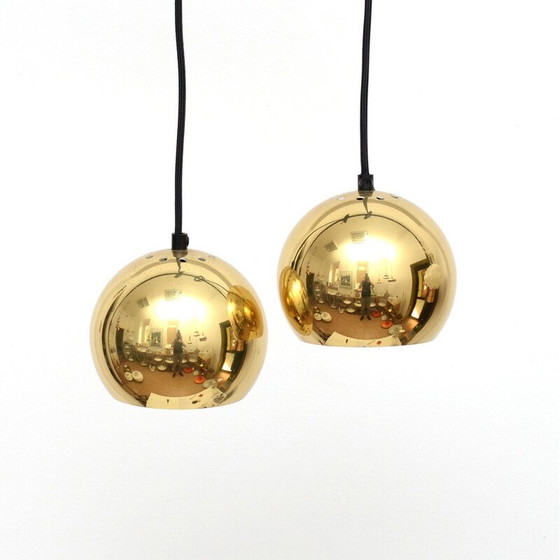 Image 1 of Pair of vintage brass lamps, Denmark 1960