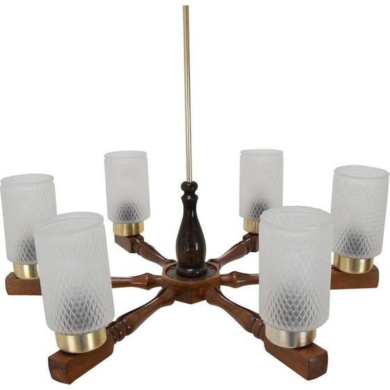 Image 1 of Mid-century wood chandelier by Inva Litomerice, Czechoslovakia 1970s