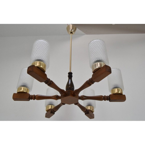 Image 1 of Mid-century wood chandelier by Inva Litomerice, Czechoslovakia 1970s