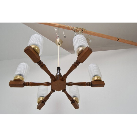 Image 1 of Mid-century wood chandelier by Inva Litomerice, Czechoslovakia 1970s