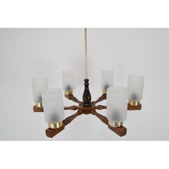 Image 1 of Mid-century wood chandelier by Inva Litomerice, Czechoslovakia 1970s