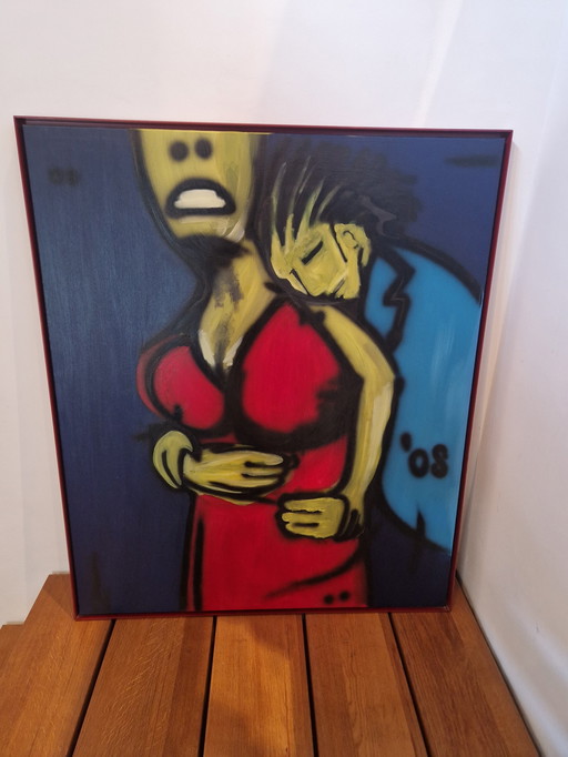 Large Modern Painting Acrylic On Canvas Figurative