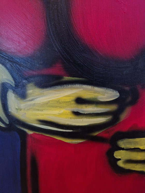 Image 1 of Large Modern Painting Acrylic On Canvas Figurative