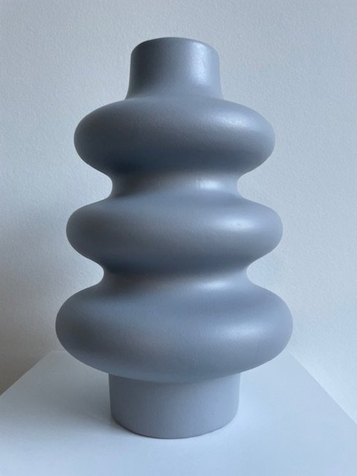 Gray Vase Wavy Design - Ø20 X H30 Cm