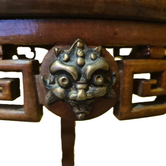 Image 1 of French walnut plant table in Chinese style, late 19th century