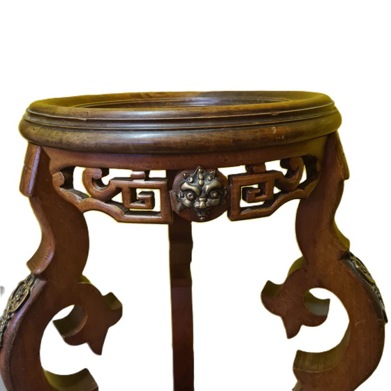 Image 1 of French walnut plant table in Chinese style, late 19th century