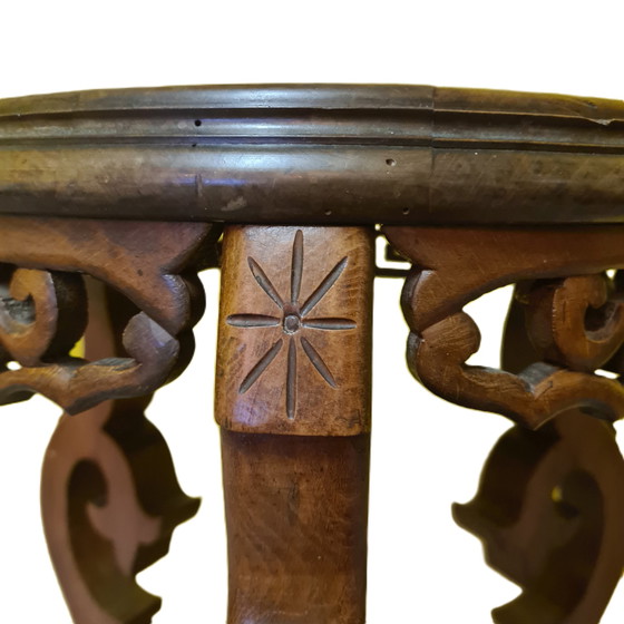 Image 1 of French walnut plant table in Chinese style, late 19th century