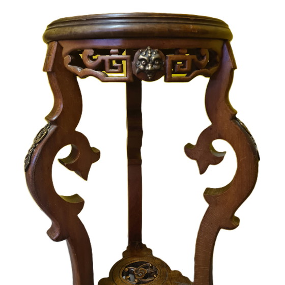 Image 1 of French walnut plant table in Chinese style, late 19th century