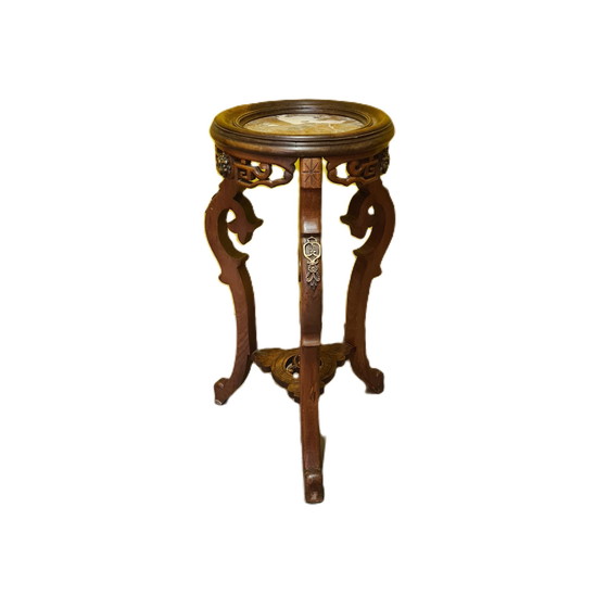 Image 1 of French walnut plant table in Chinese style, late 19th century