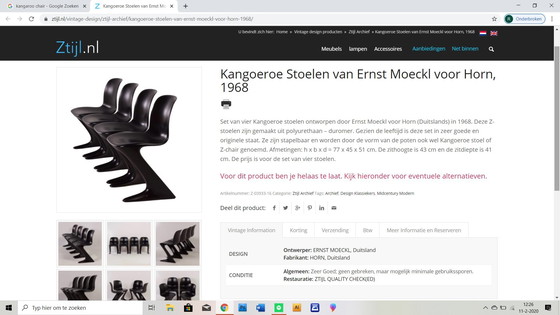 Image 1 of 4x Chaise Ernst Moeckl Kangeroe