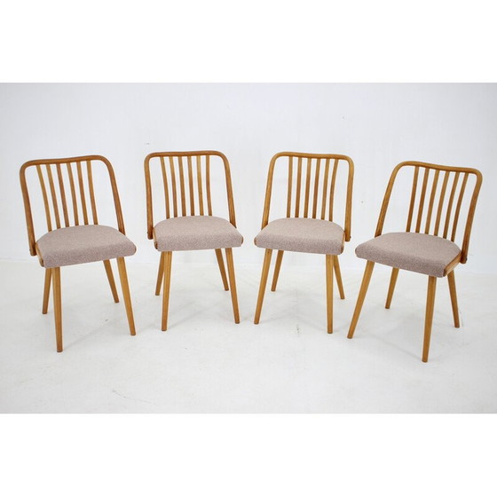 Image 1 of Set of 4 vintage oakwood dining chairs by Antonin Suman, Czechoslovakia 1970s