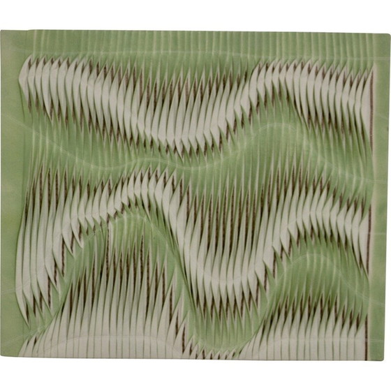 Dipinto vintage testurizzato con effetto onda plissettato di colore verde chiaro – Dipinti e disegni