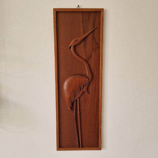 Plaque murale vintage en teck