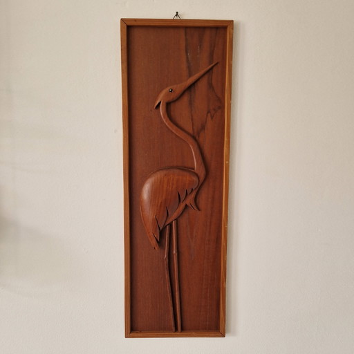 Plaque murale vintage en teck