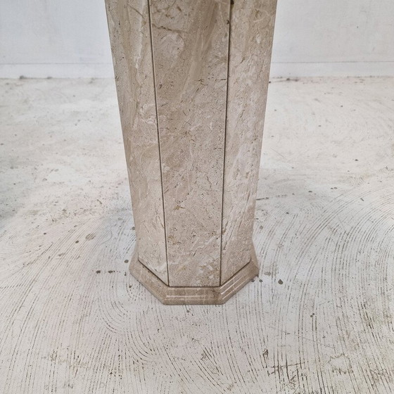 Image 1 of Pair of vintage travertine pedestal tables, Italy 1980