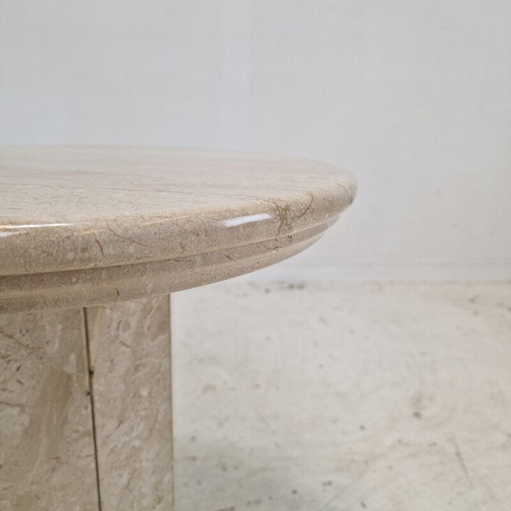 Image 1 of Pair of vintage travertine pedestal tables, Italy 1980