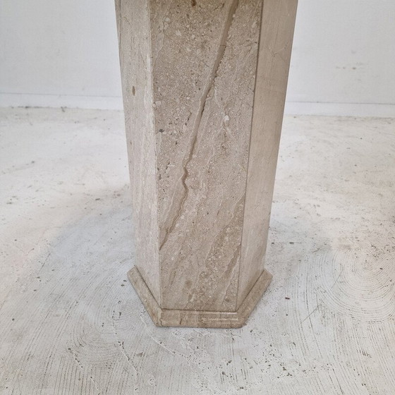Image 1 of Pair of vintage travertine pedestal tables, Italy 1980