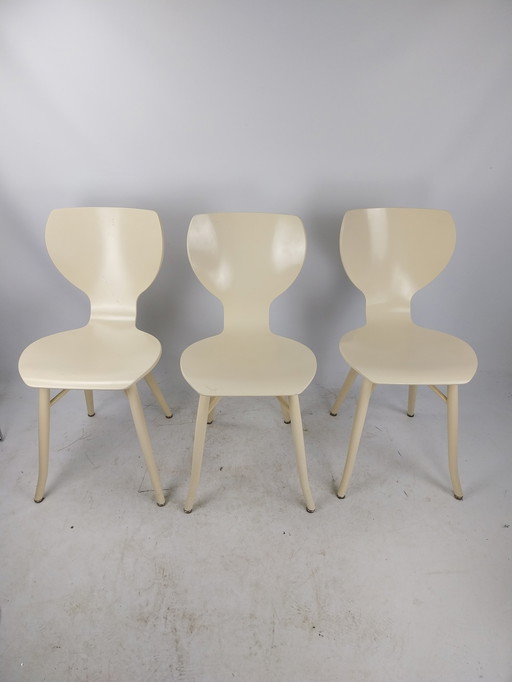 3 x Linteloo tulipani dining chairs in off White in very good original condition.