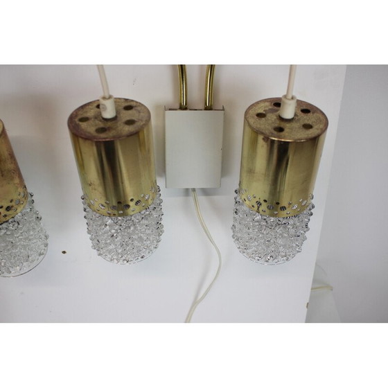 Image 1 of Pair of vintage brass and glass wall lamps, Germany 1970