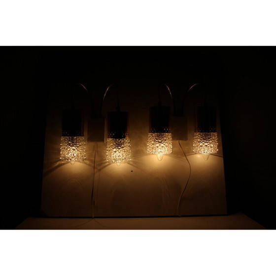 Image 1 of Pair of vintage brass and glass wall lamps, Germany 1970