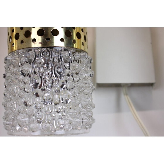 Image 1 of Pair of vintage brass and glass wall lamps, Germany 1970