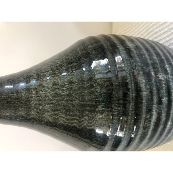 Image 1 of Vintage Accolay ceramic vase with grey-black-green gradient speckled pattern