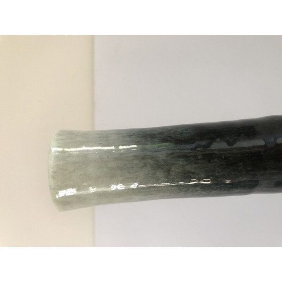 Image 1 of Vintage Accolay ceramic vase with grey-black-green gradient speckled pattern